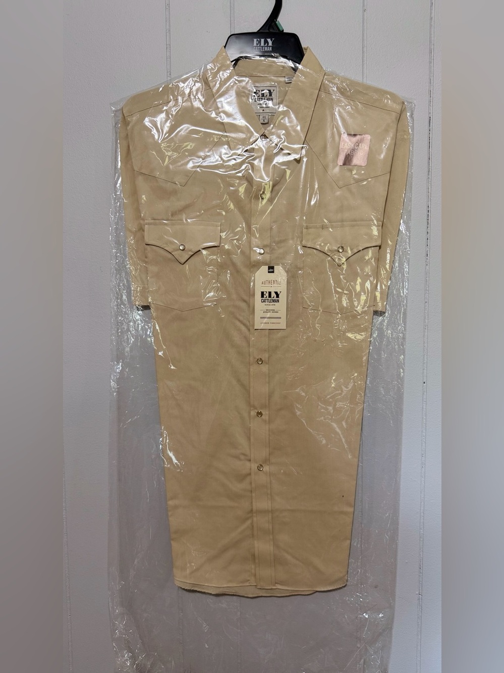 Ely Cattleman Tan Short Sleeve Western Button-Down Shirt